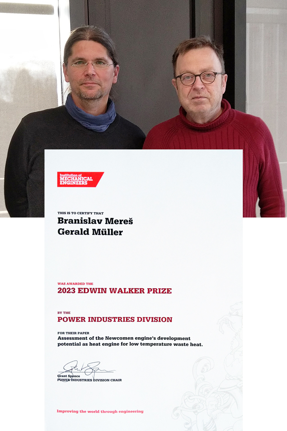 Power Industries Division awards Gerald Muller and Branislav Meres for the 2023 Edwin Walker Prize